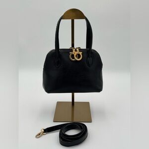 Salvatore Ferragamo Small Crossbody Bag With Signature Closure Black Leather